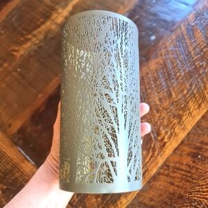 Ashland Tree Pattern Hurricane Candle Holder Gray EUC Never Used